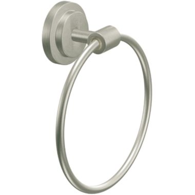Click here to see Moen DN0786BN Moen Iso Round Wall Mounted Hand Towel Ring, Brushed Nickel - DN0786BN