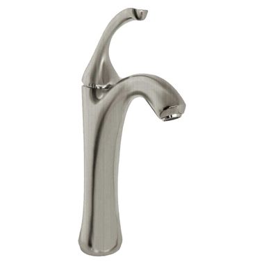 Click here to see Kohler 10217-4-BN Kohler Forte Tall Single-Handle Brushed Nickel Bathroom Faucet with Touch-Activated Drain, 1.2 GPM, Single-Hole, Top Lever Handle, Brass - K-10217-4-BN