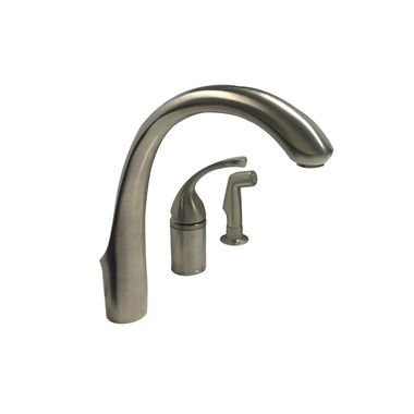 Click here to see Kohler 10430-BN Kohler Forte Single Handle Kitchen Faucet w/ Side Spray, 3 Hole, Brushed Nickel - K-10430-BN