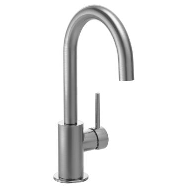 Click here to see Delta 1959LF-AR Delta Trinsic One-Handle Single Hole Deck Mount Arctic Stainless Bar/Prep Sink Faucet with Ceramic Disc Cartridge, 1.5 GPM, Lever Handle, ADA - 1959LF-AR