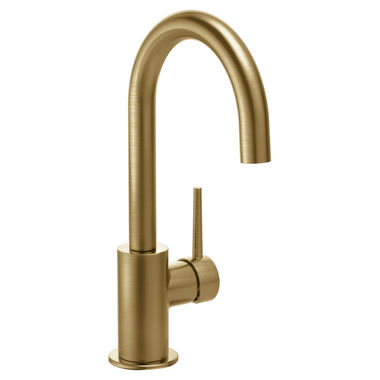 Click here to see Delta 1959LF-CZ Delta Trinsic One-Handle Single Hole Deck Mount Champagne Bronze Bar/Prep Sink Faucet with Ceramic Disc Cartridge, 1.5 GPM, Lever Handle, ADA - 1959LF-CZ