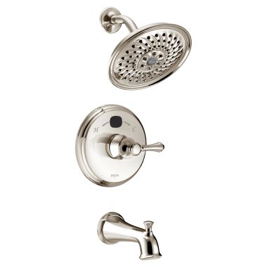 Click here to see Delta T14400-PNT2O Delta T14400-PNT2O Polished Nickel Traditional Temp2O Tub/Shower