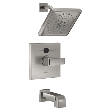 Click here to see Delta T14401-SST2O Delta T14401-SST2O Stainless Ara Angular Modern Temp2O Tub/Shower