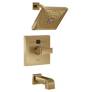 Click here to see Delta T14401-CZT2O Delta T14401-CZT2O Ara Champagne Bronze Angular Modern Temp2O Tub/Shower