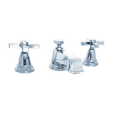 Click here to see Kohler 13132-3A-CP Kohler Pinstripe Two-Handle Polished Chrome Widespread Lavatory Faucet with Metal Pop-Up Drain, 1.2 GPM, Cross Handle, Three-Holes, Metal - K-13132-3A-CP