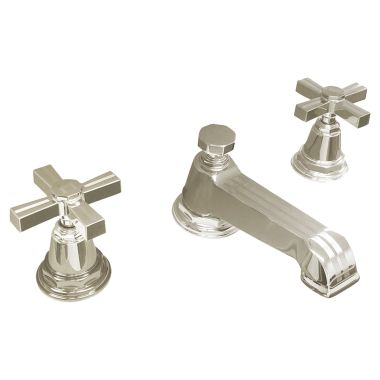 Click here to see Kohler 13132-3B-SN Kohler Pinstripe Two-Handle Widespread Lavatory Faucet, Cross Handle, 1.2 GPM, 60 PSI, WaterSense, Three-Holes, Polished Nickel - K-13132-3B-SN