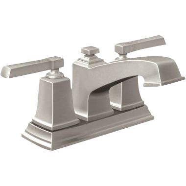 Click here to see Moen 6010SRN Moen Boardwalk Two-Handle Spot Resist Brushed Nickel Centerset Bathroom Faucet with Pop-Up Drain, 1.2 GPM, ADA Lever Handle, Three-Hole, WaterSense - 6010SRN