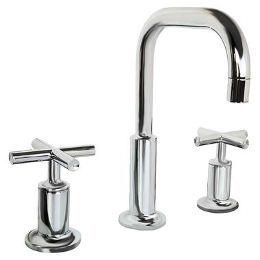 Click here to see Kohler 14406-3-CP Kohler Purist Two-Handle Widespread Bathroom Faucet with Pop-Up Drain, Low Cross Handle, 1.2 GPM, Polished Chrome - K-14406-3-CP