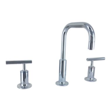 Click here to see Kohler 14406-4H-CP Kohler Purist Two-Handle Polished Chrome Widespread Bathroom Faucet with Pop-Up Drain, 1.5 GPM, Lever Handle, Three-Hole - K-14406-4H-CP