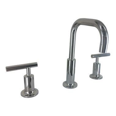 Click here to see Kohler 14406-4-SN Kohler Purist Two-Handle Widespread Bathroom Faucet with Metal Pop-Up, Lever Handle, 1.2 GPM, Polished Nickel - K-14406-4-SN