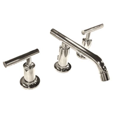 Click here to see Kohler 14410-4-SN Kohler Purist Two-Handle Widespread Bathroom Faucet with Pop-Up Drain, 1.2 GPM, Lever Handle, Polished Nickel  - K-14410-4-SN