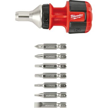 Click here to see Milwaukee 48-22-2320 Milwaukee 48-22-2320 Compact 8-In-1 Multi-Bit Ratchet Driver