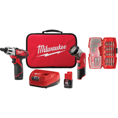 Click here to see Milwaukee 2482-22 Milwaukee 2482-22 M12 Screwdriver with LED Work Light Plus Combo Set