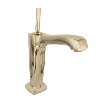 Click here to see Kohler 16231-4-AF Kohler Margaux Tall Single-Handle French Gold Bathroom Faucet with Touch-Activated Drain, 1.2 GPM, Stationary Spout, Single-Hole, Brass - K-16231-4-AF