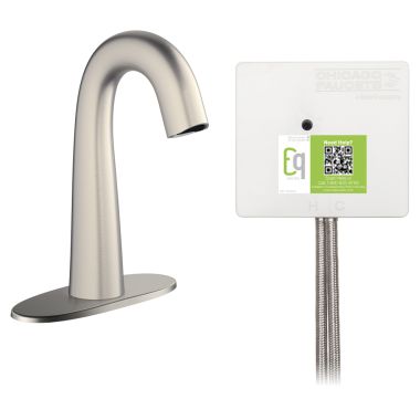 Click here to see Chicago Faucet EQ-C12A-53ABBN Chicago Faucets EQ-C12A-53ABBN EQ Brushed Nickel EQ High Arc Series Lavatory Sink Faucet with Hands-free Infrared Detection