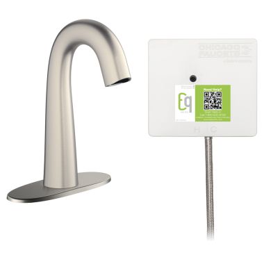 Click here to see Chicago Faucet EQ-C12A-41ABBN Chicago Faucets EQ-C12A-41ABBN EQ Brushed Nickel EQ High Arc Series Lavatory Sink Faucet with Hands-free Infrared Detection