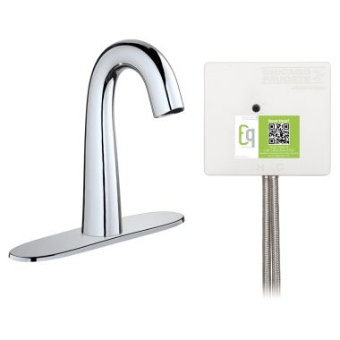 Click here to see Chicago Faucet EQ-C13A-51ABCP Chicago Faucets EQ-C13A-51ABCP EQ Chrome EQ High Arc Series Lavatory Sink Faucet with Hands-free Infrared Detection