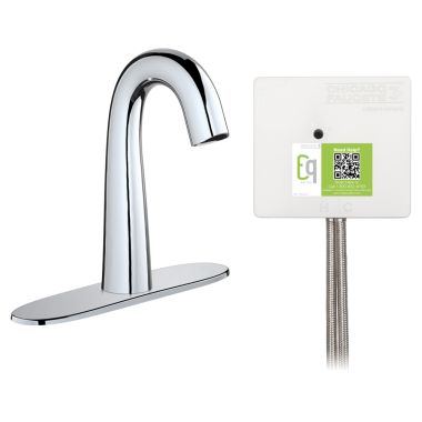 Click here to see Chicago Faucet EQ-C13A-12ABCP Chicago Faucets EQ-C13A-12ABCP EQ Chrome EQ High Arc Series Lavatory Sink Faucet with Hands-free Infrared Detection
