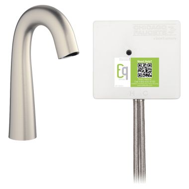 Click here to see Chicago Faucet EQ-C11A-52ABBN Chicago Faucets EQ-C11A-52ABBN EQ Brushed Nickel EQ High Arc Series Lavatory Sink Faucet with Hands-free Infrared Detection