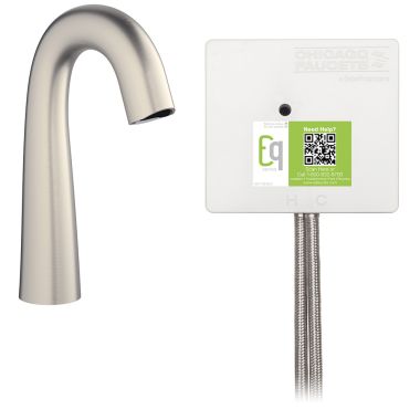 Click here to see Chicago Faucet EQ-C11A-53ABBN Chicago Faucets EQ-C11A-53ABBN EQ Brushed Nickel EQ High Arc Series Lavatory Sink Faucet with Hands-free Infrared Detection