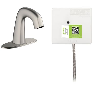Click here to see Chicago Faucet EQ-A12A-51ABBN Chicago Faucets EQ-A12A-51ABBN EQ Brushed Nickel EQ Curved Series Lavatory Sink Faucet with Hands-free Infrared Detection