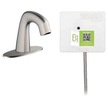 Click here to see Chicago Faucet EQ-A12A-43ABCP Chicago Faucets EQ-A12A-43ABCP EQ Chrome EQ Curved Series Lavatory Sink Faucet with Hands-free Infrared Detection