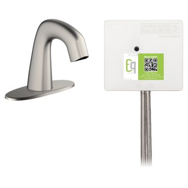 Click here to see Chicago Faucet EQ-A12B-23ABBN Chicago Faucets EQ-A12B-23ABBN EQ Brushed Nickel EQ Curved Series Lavatory Sink Faucet with Hands-free Infrared Detection