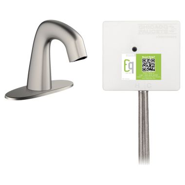 Click here to see Chicago Faucet EQ-A12B-22ABBN Chicago Faucets EQ-A12B-22ABBN EQ Brushed Nickel EQ Curved Series Lavatory Sink Faucet with Hands-free Infrared Detection