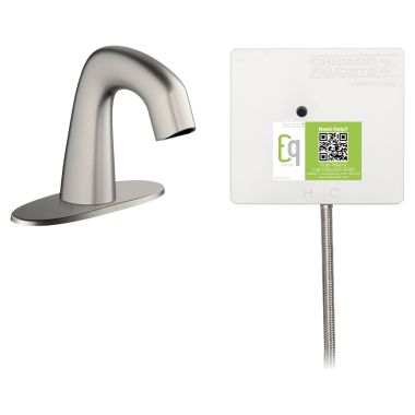 Click here to see Chicago Faucet EQ-A12B-21ABBN Chicago Faucets EQ-A12B-21ABBN EQ Brushed Nickel EQ Curved Series Lavatory Sink Faucet with Hands-free Infrared Detection