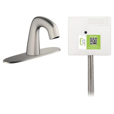 Click here to see Chicago Faucet EQ-A13A-11ABBN Chicago Faucets EQ-A13A-11ABBN EQ Brushed Nickel EQ Curved Series Lavatory Sink Faucet with Hands-free Infrared Detection