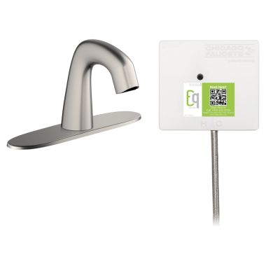 Click here to see Chicago Faucet EQ-A13B-21ABBN Chicago Faucets EQ-A13B-21ABBN EQ Brushed Nickel EQ Curved Series Lavatory Sink Faucet with Hands-free Infrared Detection