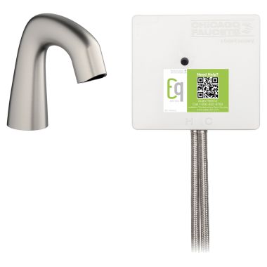 Click here to see Chicago Faucet EQ-A11B-22ABBN Chicago Faucets EQ-A11B-22ABBN EQ Brushed Nickel EQ Curved Series Lavatory Sink Faucet with Hands-free Infrared Detection
