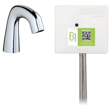 Click here to see Chicago Faucet EQ-A11B-22ABCP Chicago Faucets EQ-A11B-22ABCP EQ Chrome EQ Curved Series Lavatory Sink Faucet with Hands-free Infrared Detection