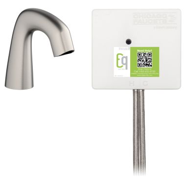 Click here to see Chicago Faucet EQ-A11A-12ABBN Chicago Faucets EQ-A11A-12ABBN EQ Brushed Nickel EQ Curved Series Lavatory Sink Faucet with Hands-free Infrared Detection