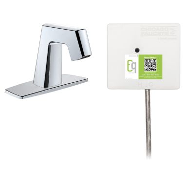 Click here to see Chicago Faucet EQ-B12A-51ABCP Chicago Faucets EQ-B12A-51ABCP EQ Chrome EQ Angular Series Lavatory Sink Faucet with Hands-free Infrared Detection