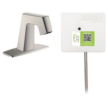 Click here to see Chicago Faucet EQ-B12A-31ABBN Chicago Faucets EQ-B12A-31ABBN EQ Brushed Nickel EQ Angular Series Lavatory Sink Faucet with Hands-free Infrared Detection
