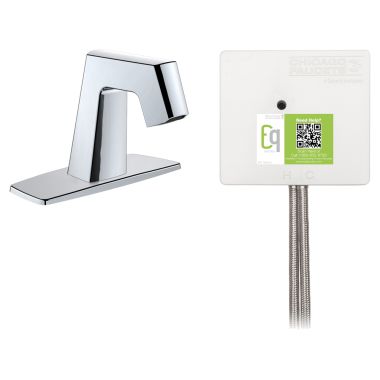 Click here to see Chicago Faucet EQ-B12A-32ABCP Chicago Faucets EQ-B12A-32ABCP EQ Chrome EQ Angular Series Lavatory Sink Faucet with Hands-free Infrared Detection