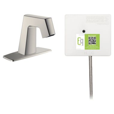 Click here to see Chicago Faucet EQ-B12A-11ABBN Chicago Faucets EQ-B12A-11ABBN EQ Brushed Nickel EQ Angular Series Lavatory Sink Faucet with Hands-free Infrared Detection