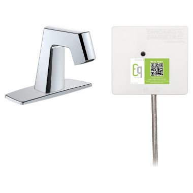 Click here to see Chicago Faucet EQ-B12B-21ABCP Chicago Faucets EQ-B12B-21ABCP EQ Chrome EQ Angular Series Lavatory Sink Faucet with Hands-free Infrared Detection