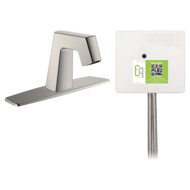 Click here to see Chicago Faucet EQ-B13A-53ABBN Chicago Faucets EQ-B13A-53ABBN EQ Brushed Nickel EQ Angular Series Lavatory Sink Faucet with Hands-free Infrared Detection