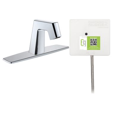 Click here to see Chicago Faucet EQ-B13A-11ABCP Chicago Faucets EQ-B13A-11ABCP EQ Chrome EQ Angular Series Lavatory Sink Faucet with Hands-free Infrared Detection