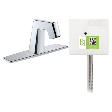 Click here to see Chicago Faucet EQ-B13A-42ABCP Chicago Faucets EQ-B13A-42ABCP EQ Chrome EQ Angular Series Lavatory Sink Faucet with Hands-free Infrared Detection