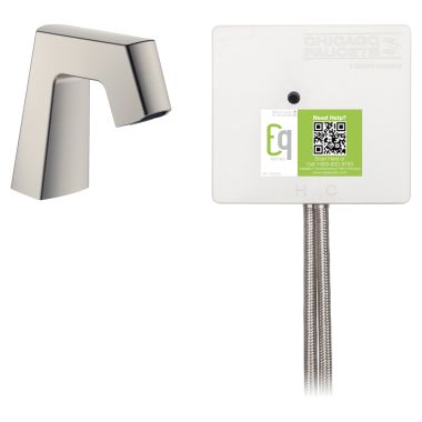Click here to see Chicago Faucet EQ-B11A-52ABBN Chicago Faucets EQ-B11A-52ABBN EQ Brushed Nickel EQ Angular Series Lavatory Sink Faucet with Hands-free Infrared Detection