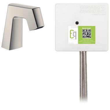 Click here to see Chicago Faucet EQ-B11B-22ABBN Chicago Faucets EQ-B11B-22ABBN EQ Brushed Nickel EQ Angular Series Lavatory Sink Faucet with Hands-free Infrared Detection