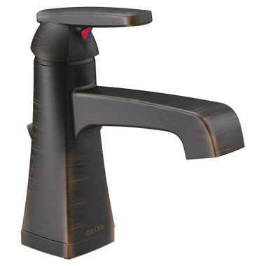 Click here to see Delta 564-RBMPU-DST Delta Ashlyn Deck-Mount Venetian Bronze Lavatory Faucet with Red/Blue Indicators, Metal Pop-Up, 1.2 GPM, Single-Handle, DIAMOND Seal - 564-RBMPU-DST