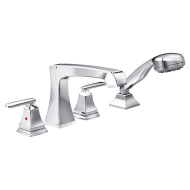 Click here to see Delta T4764 Delta Ashlyn Two-Handle Roman Tub Faucet Trim with 1.75 GPM Multi-Function Hand Shower, Touch-Clean, Angular Spout, Lever Handles, Chrome - T4764