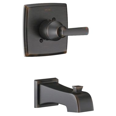 Click here to see Delta T14164-RB Delta Ashlyn Single-Handle Monitor 14 Series Wall-Mount Tub Faucet Trim, Lever Handle, Non-Diverter Tub Spout, Venetian Bronze - T14164-RB