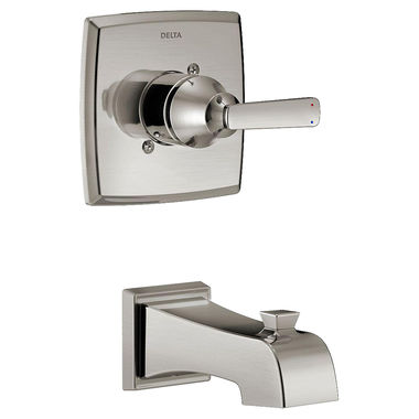 Click here to see Delta T14164-SS Delta Ashlyn Single-Handle Monitor 14 Series Wall-Mount Tub Faucet Trim, Lever Handle, Non-Diverter Tub Spout, Stainless - T14164-SS