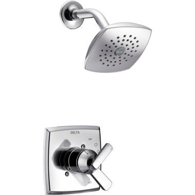 Click here to see Delta T17264 Delta Ashlyn Monitor 17 Series Two-Handle Shower Faucet with Volume Control, Single-Setting Rain Showerhead, 1.75 GPM, Lever Handles, Chrome - T17264