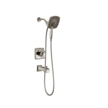 Click here to see Delta T17464-SS-I Delta Ashlyn Monitor 17 Series Two-Handle Tub/Shower Faucet with Two-In-One In2ition Shower, 1.75 GPM, Lever Handles, Stainless - T17464-SS-I